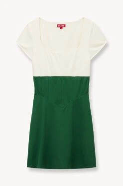 BACKSPIN DRESS | COURT GREEN IVORY -Staud STAUD BACKSPIN DRESS IVORY GREEN SUPF 23 ECOM 1