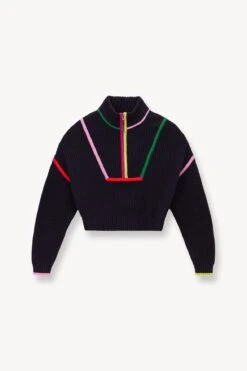 CROPPED HAMPTON SWEATER | NAVY MULTI -Staud STAUD CROPPED HAMPTON SWEATER NAVY MULTI SUPF 23 ECOM 1 1