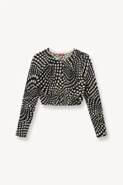 DEANNA SWEATER | BLACK WAVY DOT -Staud STAUD DEANNA SWEATER BLACK WAVY DOTS SUPF 23 ECOM 1