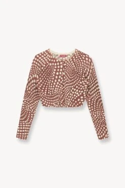 DEANNA SWEATER | CLOVE WAVY DOT -Staud STAUD DEANNA SWEATER CLOVE WAVY DOTS SUPF 23 ECOM 1
