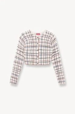 DEANNA SWEATER | CREME DRAWN PLAID -Staud STAUD DEANNA SWEATER CREME DRAWN PLAID SUPF 23 ECOM 1
