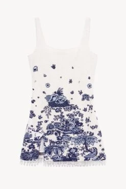 LE SABLE DRESS | BLUE TOILE -Staud STAUD LE SABLE DRESS CHINE BLUE TOILE HOLIDAY 22 ECOM 1