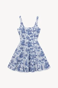 MINI WELLS DRESS | BLUE TOILE 12 MINI WELLS DRESS | BLUE TOILE -Staud STAUD MINI WELLS DRESS BLUE TOILE SPRING 23 ECOM 1
