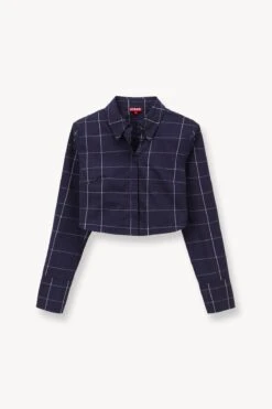 SENECA TOP | NAVY PLAID -Staud STAUD SENECA TOP NAVY PLAID SUPF 23 ECOM 1
