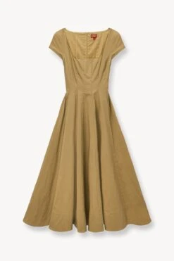 SHORT SLEEVE WELLS DRESS | KHAKI -Staud STAUD SHORT SLEEVE WELLS DRESS KHAKI SPRING 23 ECOM 1 2