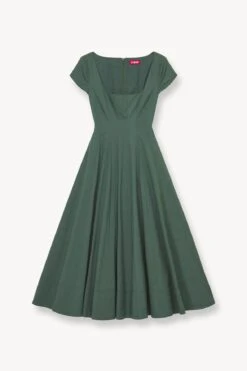 SHORT SLEEVE WELLS DRESS | PINE -Staud STAUD SHORT SLEEVE WELLS DRESS PINE FALL 23 ECOM 1