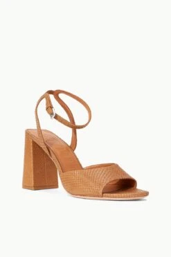 SOLANGE HEEL | TAN SNAKE EMBOSSED -Staud STAUD SOLANGE HEEL TAN SPRING 23 ECOM 1