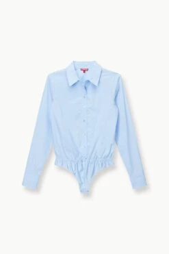 TWIGGY BODYSUIT | FRENCH BLUE 12 TWIGGY BODYSUIT | FRENCH BLUE -Staud STAUD TWIGGYBODYSUIT WOVENSHIRT FRENCHBLUE FALL 23 ECOM 1