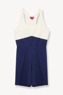 BOUNCE SHORT UNITARD | NAVY IVORY -Staud STAUD UNKNOWN SHORT JUMPSUIT NAVY SUPF 23 ECOM 1