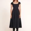 SHORT SLEEVE WELLS DRESS | BLACK 1 SHORT SLEEVE WELLS DRESS | BLACK -Staud Short Sleeve Wells Dress Black 002 edit web