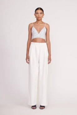 JULES BLOCK HEEL | INK ISLAND BLUE -Staud Tatum Top Blue Palm Luisa Pant Ivory 00341 web