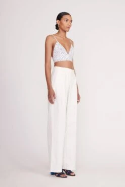 JULES BLOCK HEEL | INK ISLAND BLUE -Staud Tatum Top Blue Palm Luisa Pant Ivory 00346 web