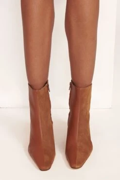 WALLY SPLIT ANKLE BOOT | TAN -Staud Wally Split Ankle Black 024 edit web