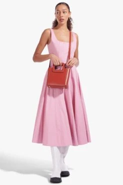 MINI SHIRLEY LEATHER BAG | COGNAC -Staud Wells Dress Rosebud 02857 web b55b44cf 30db 4bf1 8e9f d2697b8a1c53