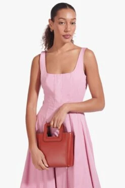 MINI SHIRLEY LEATHER BAG | COGNAC -Staud Wells Dress Rosebud 02887 web