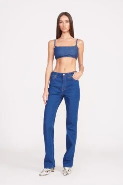 STAUD + WRANGLER THE STRAIGHT CUT JEAN | DARK RINSE -Staud Wrangler 0876 web