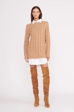 CAMI OVER THE KNEE BOOT | TAN SUEDE 13 CAMI OVER THE KNEE BOOT | TAN SUEDE -Staud aldrin dress camel white 2 308bcb9d 36d2 45b3 a66b 948b1ce514c1