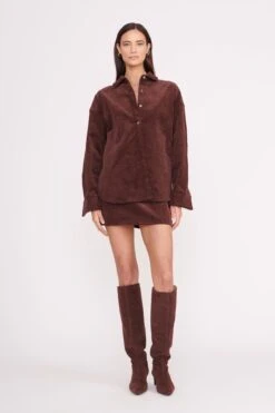 ANNETTE SKIRT | MAHOGANY -Staud annette skirt mahogany 7 f35c2dac 5c37 49ae ba3c 62ad144420b7