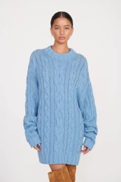 BEEHIVE SWEATER | FRENCH BLUE -Staud beehive sweater french blue 3 599c570a 8c0e 4f6f b71b 0cfd19cb3416