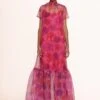 CALLUNA DRESS | MAGENTA PAINTED FLORAL -Staud calluna dress magenta 00773 web