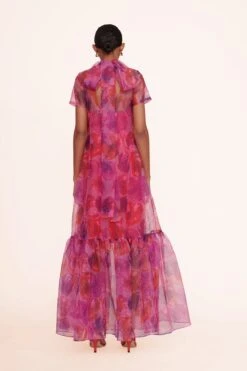 CALLUNA DRESS | MAGENTA PAINTED FLORAL -Staud calluna dress magenta 00780 web