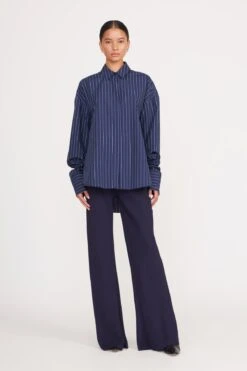 COLTON SHIRT | NAVY PINSTRIPE -Staud colton shirt navy pinstripe 2 cde902b8 9f84 4b7e a45c 2a715f3e8a4e