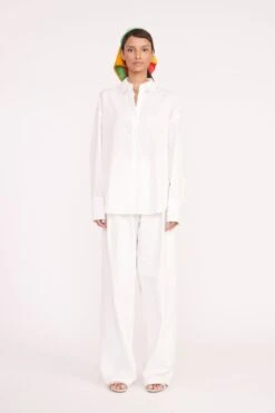 SILK SCARF | MARBLE WAVE -Staud colton shirt white 00547 web 1