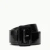 WIDE WAIST BELT | BLACK PATENT -Staud crop STAUD BELT BELT BLACK SPRING 23 ECOM 1