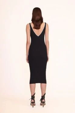 DANA DRESS | BLACK -Staud dana dress black white 5