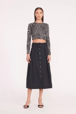 DEANNA SWEATER | BLACK WAVY DOT -Staud deanna sweater black dot 00975 web