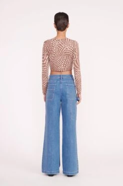 DEANNA SWEATER | CLOVE WAVY DOT -Staud deanna sweater clove wavy dots 05341 web