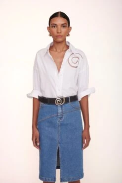 HUDSON SKIRT | MEDIUM WASH -Staud emersyn top white 00656 web 1