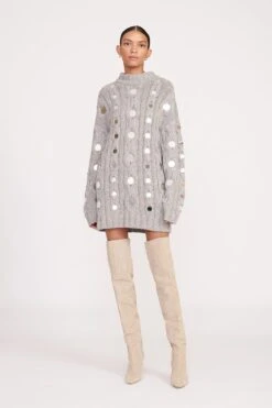BEEHIVE MIRRORED SWEATER | HEATHER GREY -Staud fall 23 1070 web