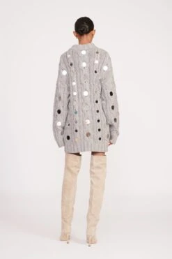BEEHIVE MIRRORED SWEATER | HEATHER GREY -Staud fall 23 1081 web