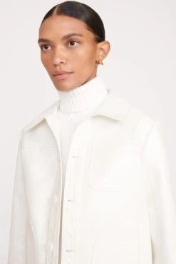GLAZING JACKET | WHITE VEGAN PATENT -Staud fall 23 1225 web