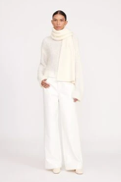 KNIT MERINO SCARF | IVORY -Staud fall 23 1537 web