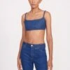 STAUD + WRANGLER THE JEAN BIKINI TOP | DARK RINSE -Staud fall 23 1819 web
