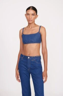 STAUD + WRANGLER THE JEAN BIKINI TOP | DARK RINSE
