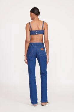 STAUD + WRANGLER THE JEAN BIKINI TOP | DARK RINSE -Staud fall 23 1823 web