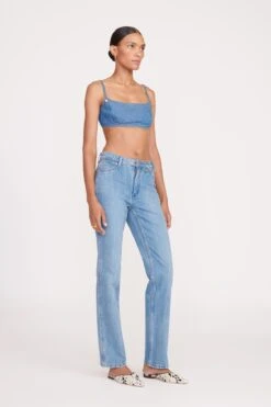 STAUD + WRANGLER THE JEAN BIKINI TOP | MID BLUE -Staud fall 23 1903 web