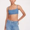 STAUD + WRANGLER THE JEAN BIKINI TOP | MID BLUE -Staud fall 23 1910 web