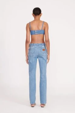 STAUD + WRANGLER THE JEAN BIKINI TOP | MID BLUE -Staud fall 23 1914 web
