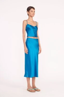 GRACIE TOP | ISLAND BLUE -Staud gracie top angela skirt island blue 05906 web