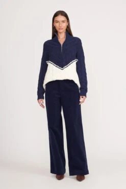 HAMPTON SWEATER | NAVY IVORY -Staud hampton sweater navy ivory 2 e5d6aa98 df6f 462a 9317 bec54c69d4c4