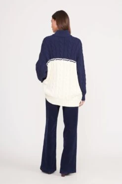 HAMPTON SWEATER | NAVY IVORY -Staud hampton sweater navy ivory 6 jpg bfae8153 d649 4b91 8306 baef109e9f02