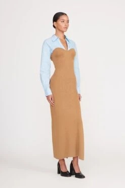 HAZEL DRESS | CAMEL FRENCH BLUE 9 HAZEL DRESS | CAMEL FRENCH BLUE -Staud hazel dress camel french blue 4 1e93c230 81f2 4ddf bc7d 68af096807a1