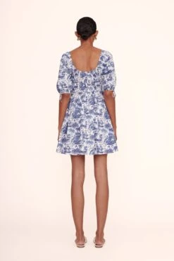 MINI FAYE DRESS | BLUE TOILE -Staud mini faye dress blue toile 00618 web