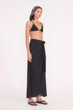 SILK SCARF | BLACK WAVY DOT -Staud miriam top angelica wrap skirt black 05645 web