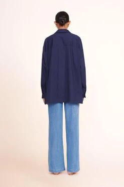 PAYTON TOP | NAVY -Staud payton top navy painter pant medium wash 012151 web