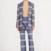 PIROUETTE PANT | FRENCH BLUE MEGA PLAID -Staud pirouette pant french blue mega plaid 4 6c8c51fb b21b 43f5 851d 15571a654882